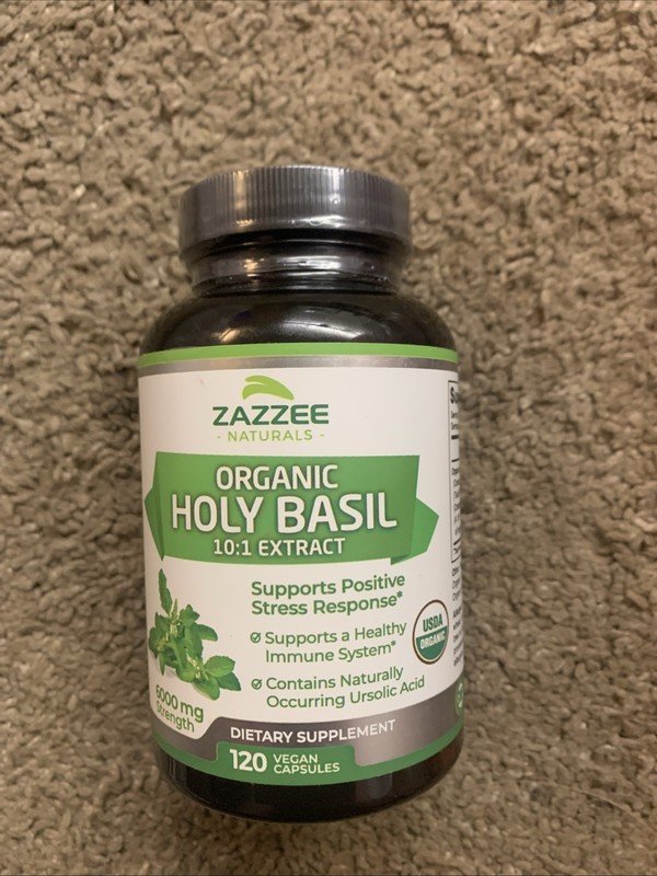 Extra Strength USDA Organic Holy Basil, 10:1 Tulsi Extract, 6000 mg Strength