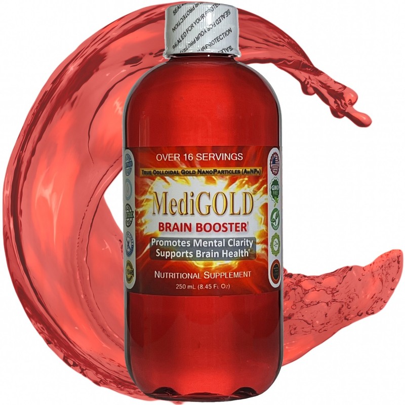 MediGOLD® Brain Booster True Colloidal Gold AuNP Nutrient: 250 mL in Plastic