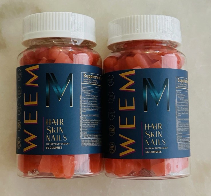 WEEM Hair Skin and Nails Gummies, Vegan biotin Vitamins, Healthy Hair 2 Pack US