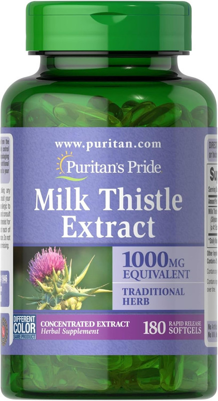 Puritan’S Milk Thistle 4:1 Extract 1000Mg 180 Softgels (Silymarin) Liver Health