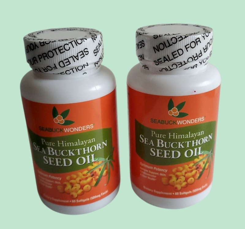 2 Pack 60 Softgels Ea. SEA BUCKTHORN SEED OIL Seabuck Wonders EXP. Date 03/2028