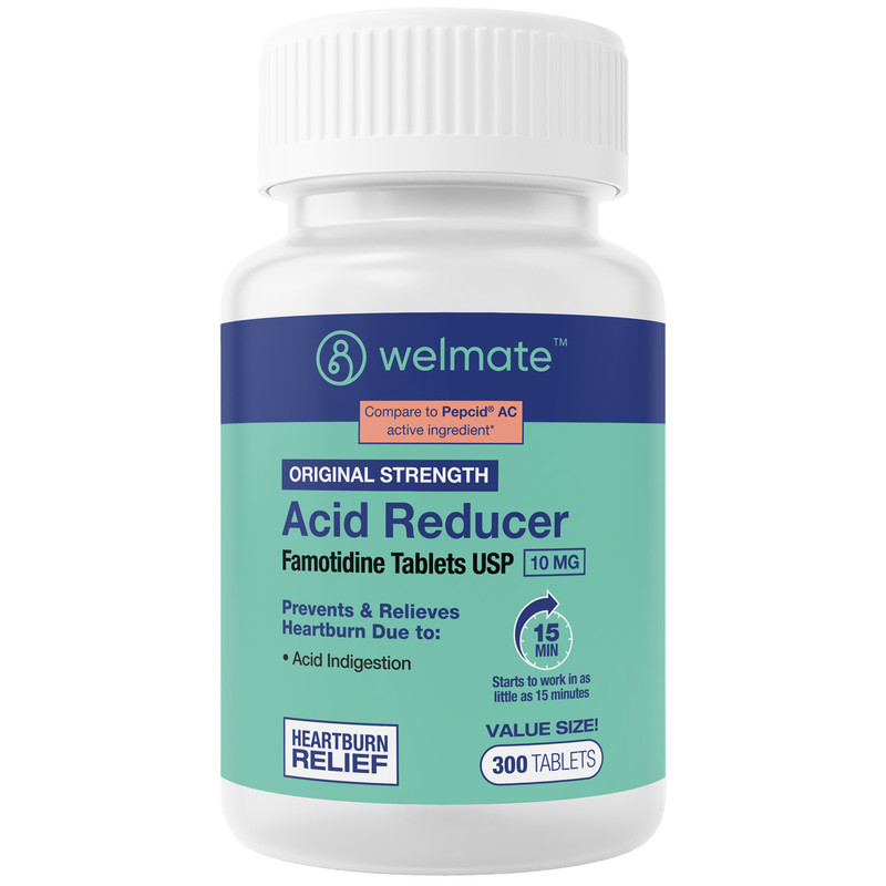 WELMATE Famotidine 10 mg Acid Reducer – Heartburn Relief – 300 Count Tablets