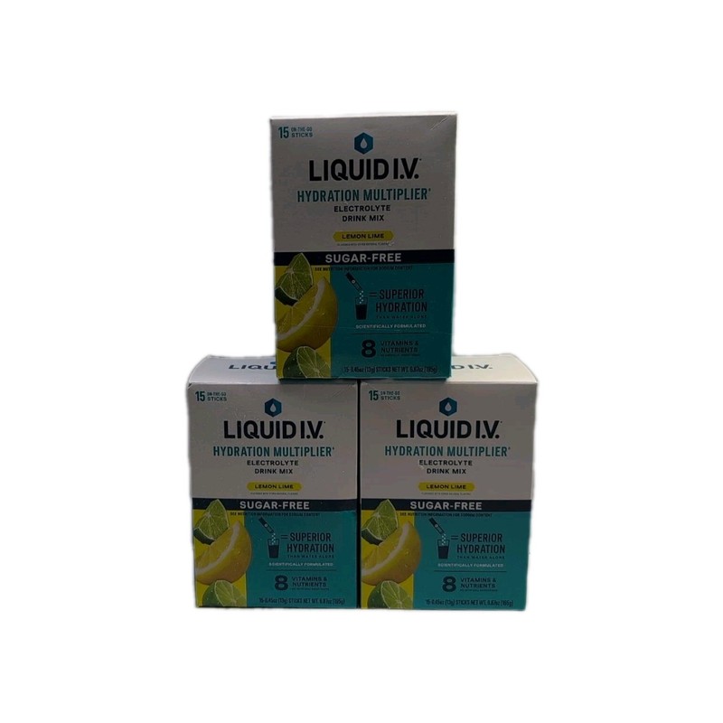 3 Liquid I.V. Sugar-Free Hydration Multiplier Lemon Lime Hydration Powder 07/26