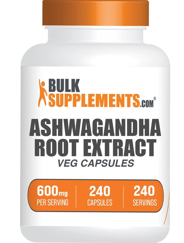 BulkSupplements Ashwagandha Root Capsules – 600mg per Serving – 240 Capsules