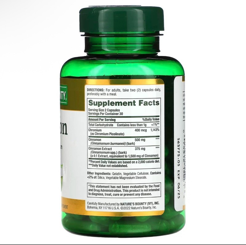 2 Pack Cinnamon 2000 mg + Chromium 120 Capsules (2x60) 1000 mg per Caps Exp 2026 gallery