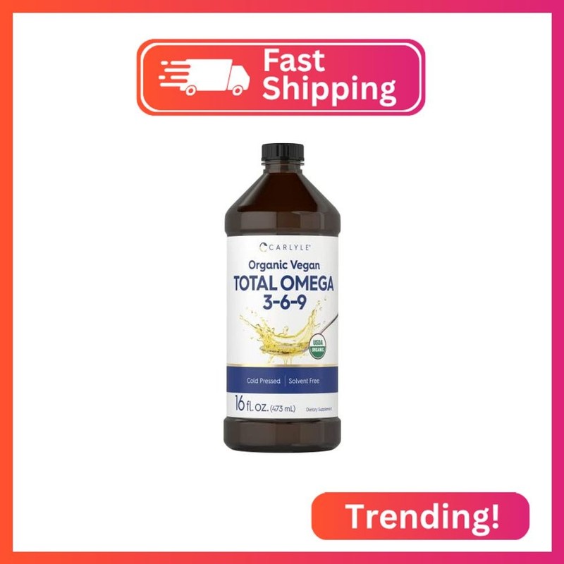 Carlyle Omega 3 6 9 | 16 fl oz | Cold Pressed | Certified Organic, Vegan Supplem
