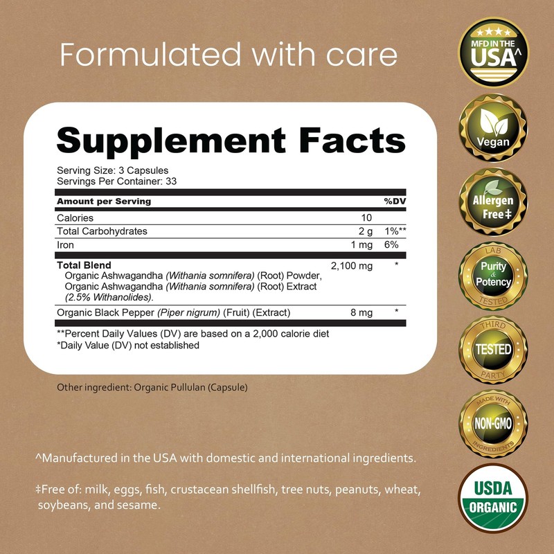 NaturaLife Labs Organic Ashwagandha 2100 mg per Serving – Full Spectrum Root ... gallery