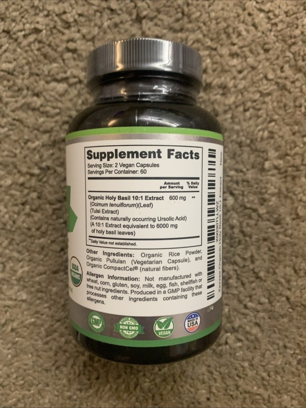 Extra Strength USDA Organic Holy Basil, 10:1 Tulsi Extract, 6000 mg Strength gallery