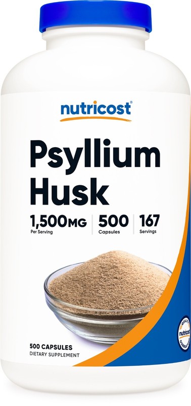 Nutricost Psyllium Husk 1500mg Per Serving, 500 Capsules – Non-GMO & Gluten Free