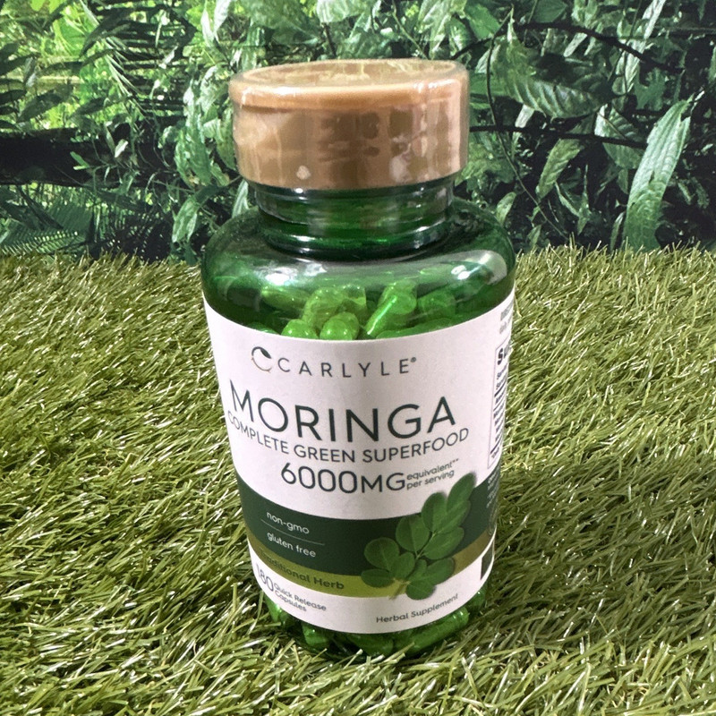 Carlyle Moringa Complete Green Superfood 6000mg Capsules Non-GMO 180 Ct