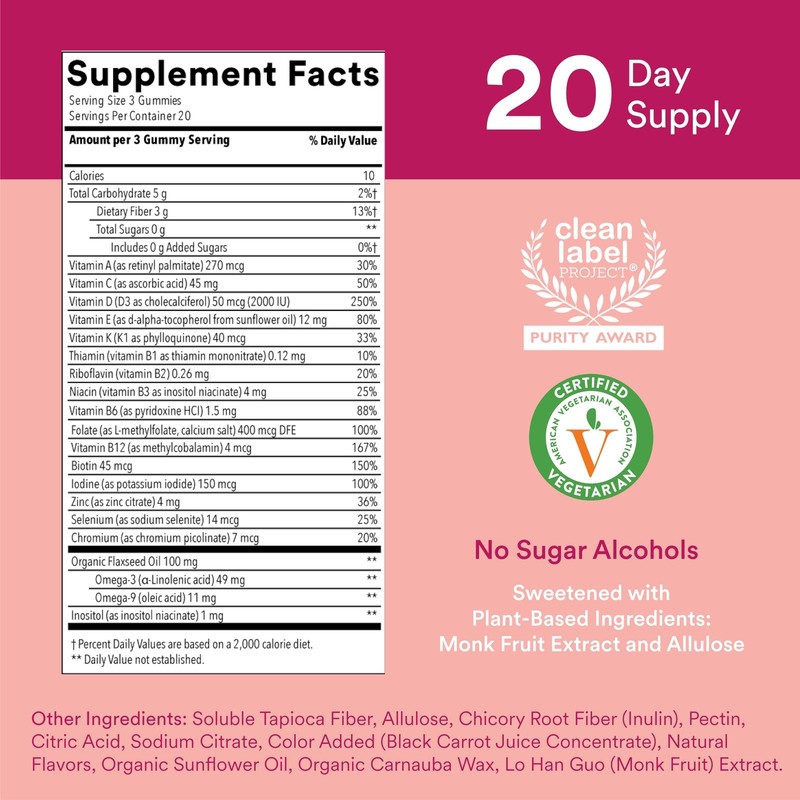 SmartyPants Women's Multivitamin Gummies, Sugar 60 Count (Pack of 1), Womens gallery