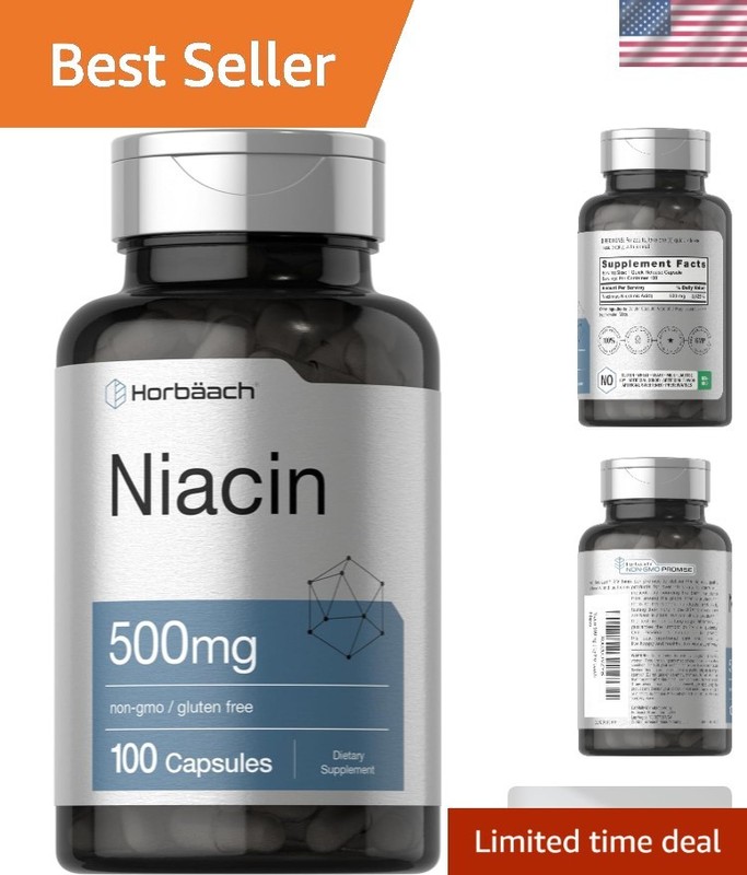 Niacin Vitamin B3 500mg | 100 Capsules | Flush Formula | Non-GMO, Gluten Free