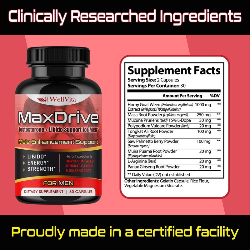 Best Testosterone Booster for Men | Libido & Energy Pills for Male Vitality-60ct gallery