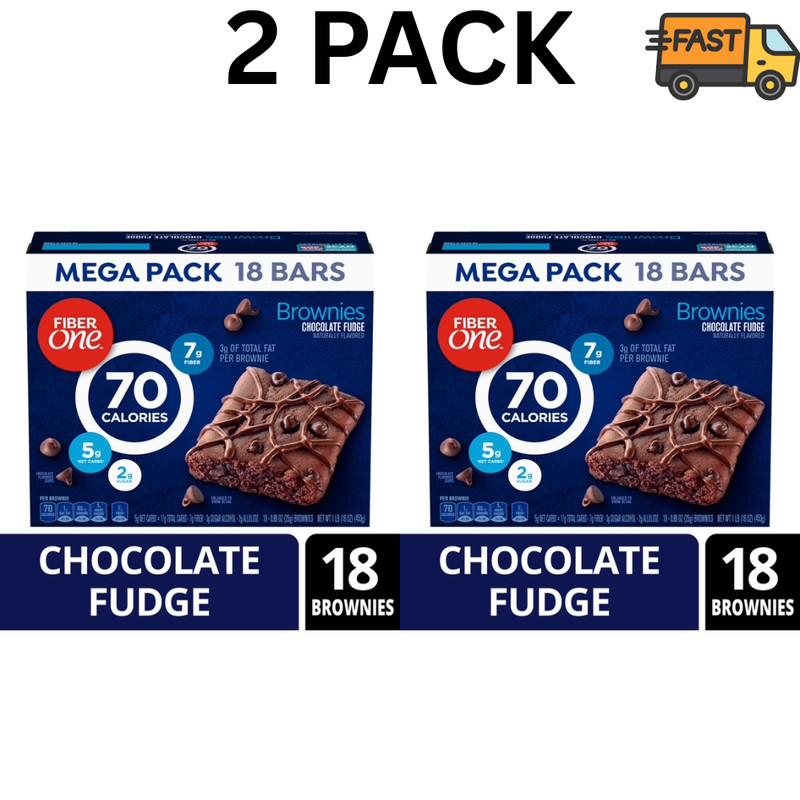 Fiber One Chocolate Fudge Brownies 70 Calorie Snack Bars 18 Ct Pack of 2