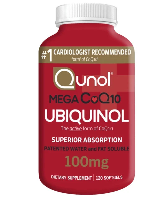 100mg 120 MO. Qunol Ubiquinol Softgels Mega CoQ10 Supplement Exp 2027