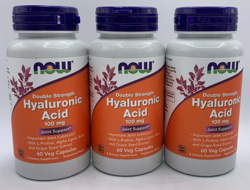 3PK Now Hyaluronic Acid 100 mg Join Support ~ 60 Veg Capsules Each ~ EXP 5/26