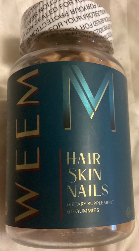 WEEM Hair Skin Nails Supplement,60 Gummies,Vit Packed/Vegan/NonGMO, Exp 10/17/26