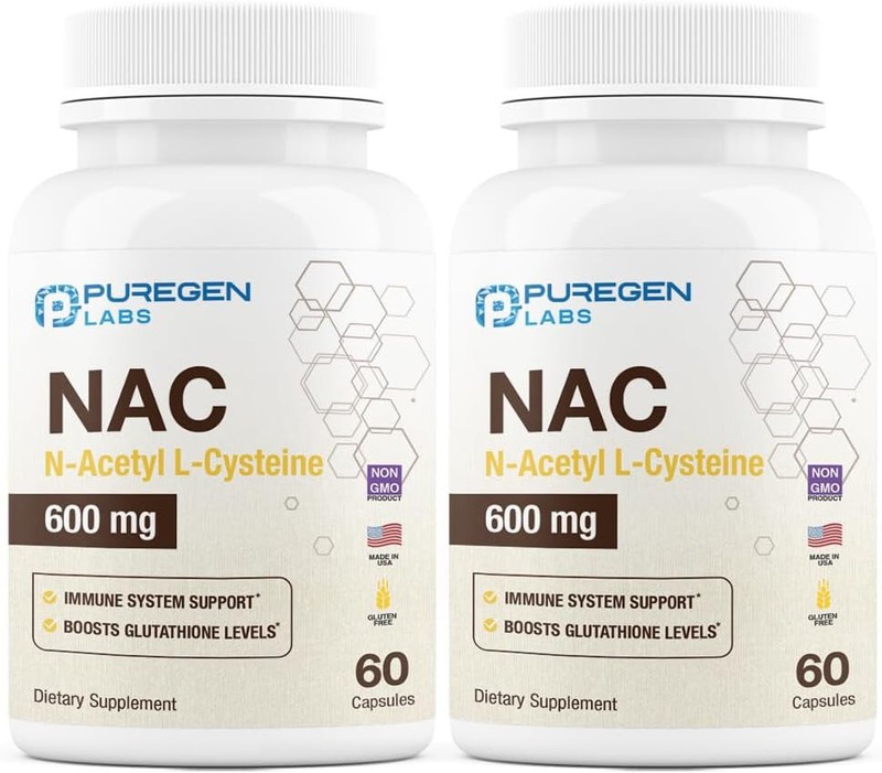 Puregen NAC N-Acetyl Cysteine 600mg 60 Capsules 2 Pack