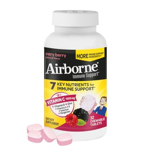 Airborne Vitamin C 1000mg, Very Berry Chewable Tablets 32 ct SEE EXP INSIDE gallery
