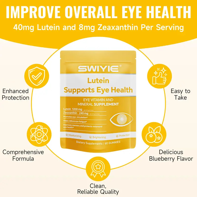 Swiyie Lutein Zeaxanthin Gummies, Berry | Astaxanthin, Vit C&E, Blue Light Block