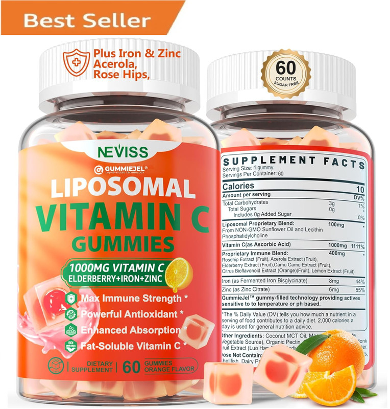 Liposomal Vitamin C 1000mg Gummies for Adults – Vitamin C Chewable with Elderber