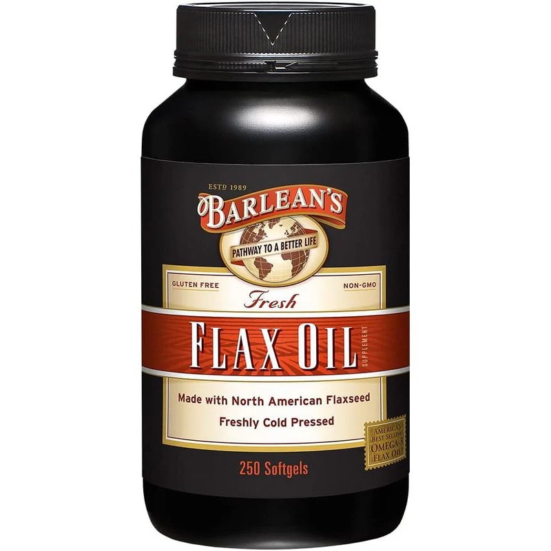 Barlean's Omega 3 6 9 Flaxseed Oil Supplements, Cold-Pressed 250 Softgels