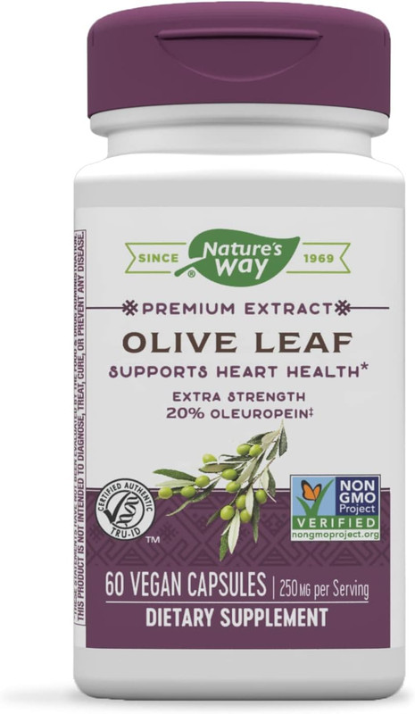 Nature’s Way Premium Extract Standardized Olive Leaf 20% Oleuropein, 60 Capsules