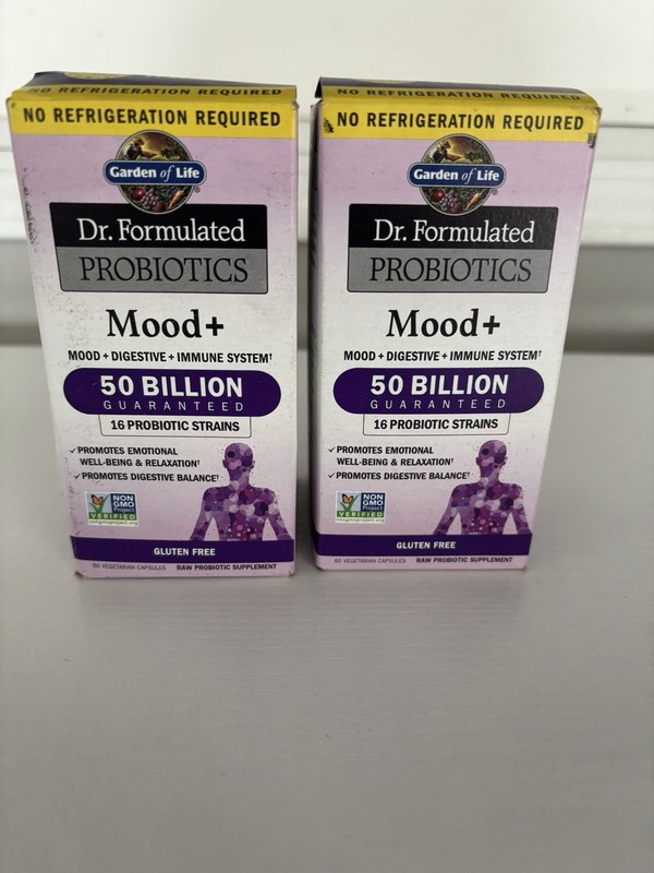 2 PackGarden of Life Dr Formulated Probiotics Mood 60 Veggie Capsules Exp 7/2026