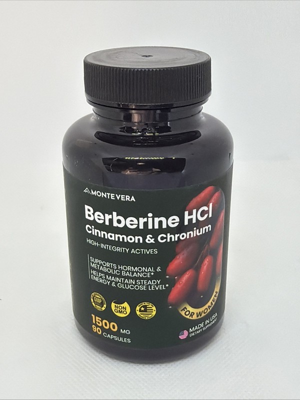 Berberine HCI 1500mg with Cinnamon Chromium Vegan Non-GMO Supplement 90 Capsules