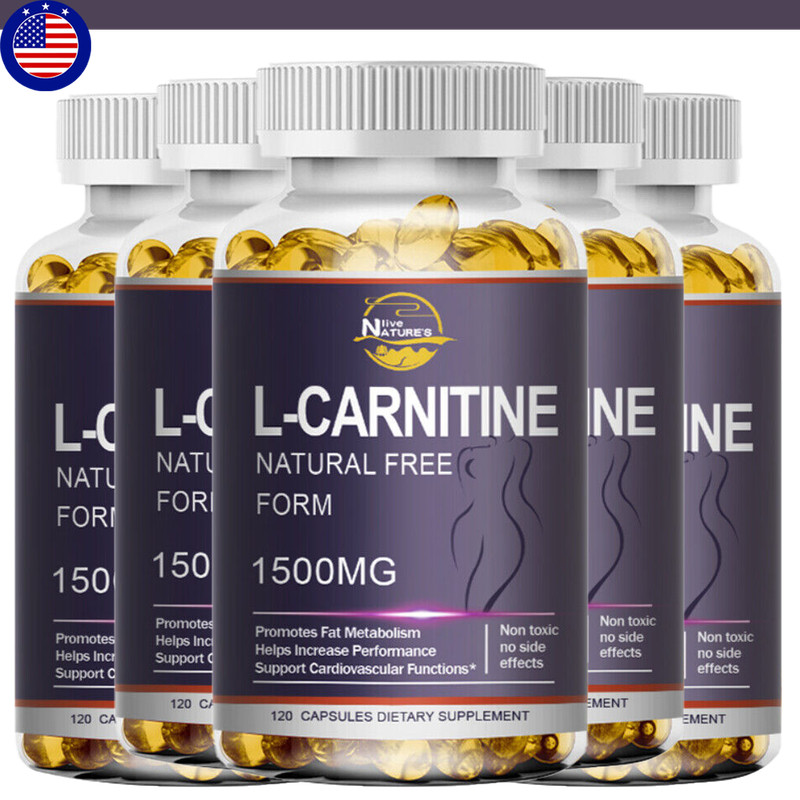 （5 Packs） L-Carnitine 1500mg Capsules Strong Fat Burner Weight Loss Antioxidant