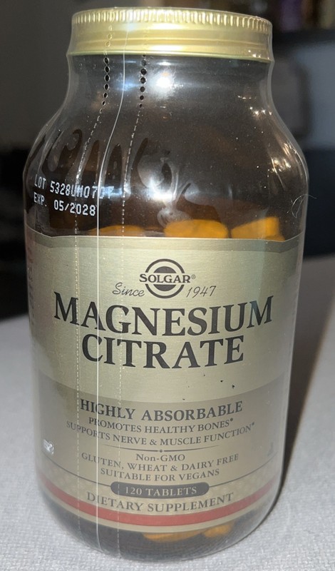 Solgar Magnesium Citrate, Highly Absorbable - 120 Tablets -Exp 5/28