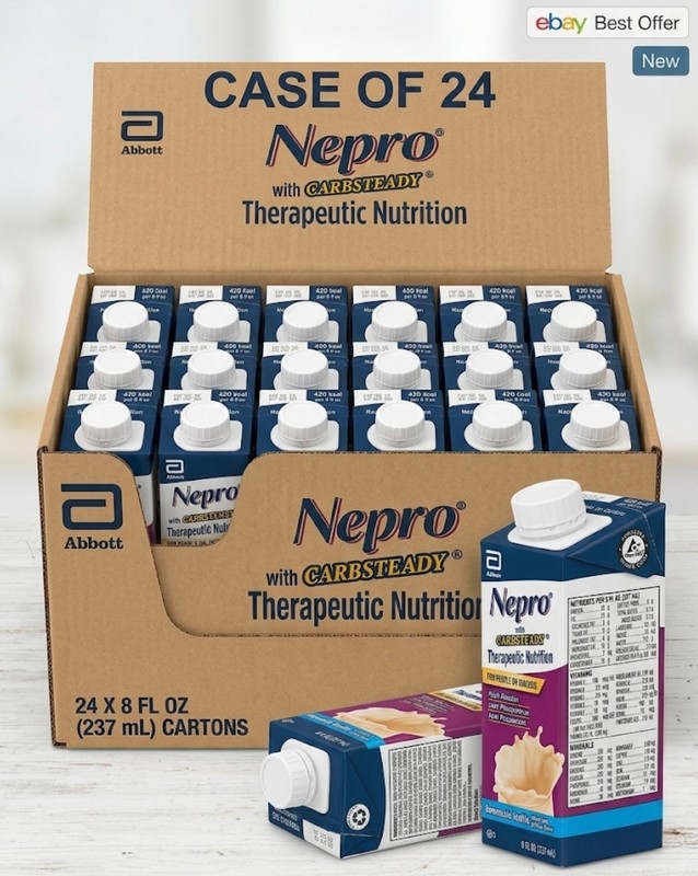 Nepro Homemade Vanilla Dialysis Drink 8 fl oz – 64803 (Case of 24 Exp 10/2026 )