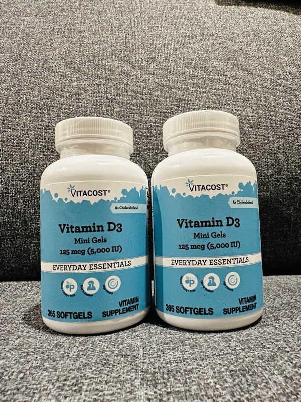 Vitacost Vitamin D3 (Pack of 2) Mini Gels 125 mcg (5000 IU) 365 Softgels