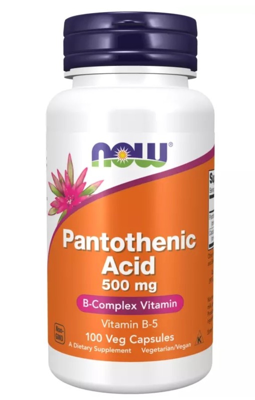 Now Foods PANTOTHENIC ACID 500 mg 100 caps Vitamin B-5 B complex 05/27EXP