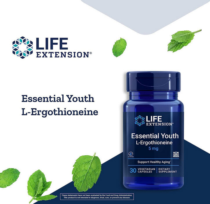 ESSENTIAL YOUTH L-ERGOTHIONEINE HEALTHY AGING 30 Vege Caps LIFE EXTENSION gallery