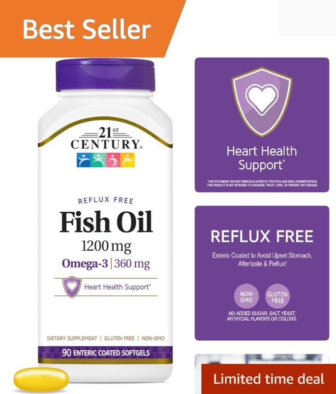 Cholesterol Management with Fish Oil 1200 mg Enteric Coated Softgels, 90 Count