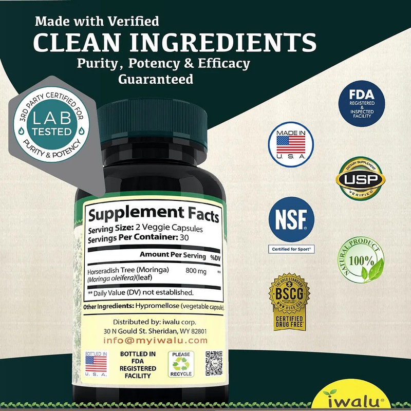 Moringa Leaf Capsules | Best Supplement Capsule Pill Men Women FREE SHIP gallery