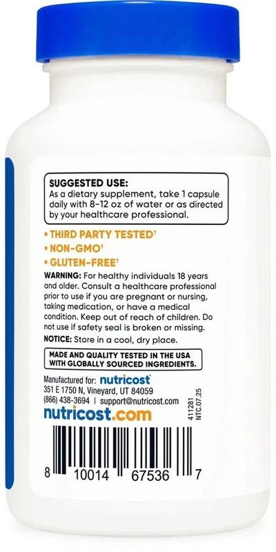 Nutricost N-Acetyl L-Cysteine (NAC) 600mg, 120 Vegan Capsules - Non-GMO gallery