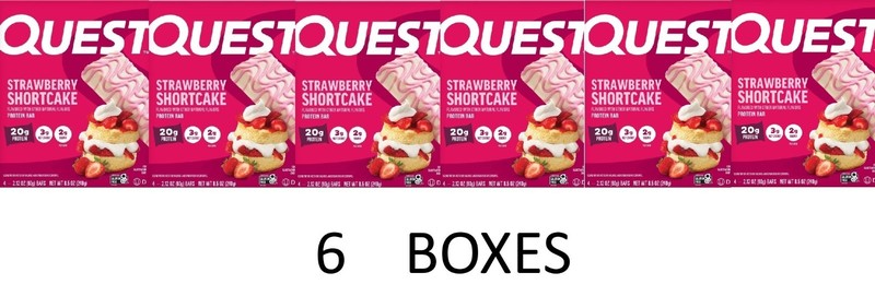 QUEST Strawberry Shortcake Protein Bars – 4 Bars in a Box – 6 BOXES