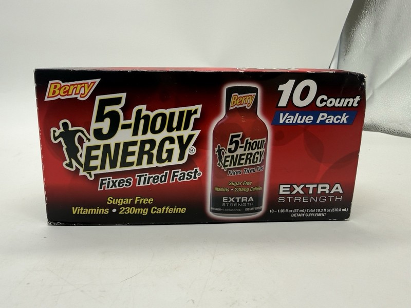 5-hour ENERGY Extra Strength Berry – 1.93 fl oz , Pack of 10 0 Cals Exp 9/27