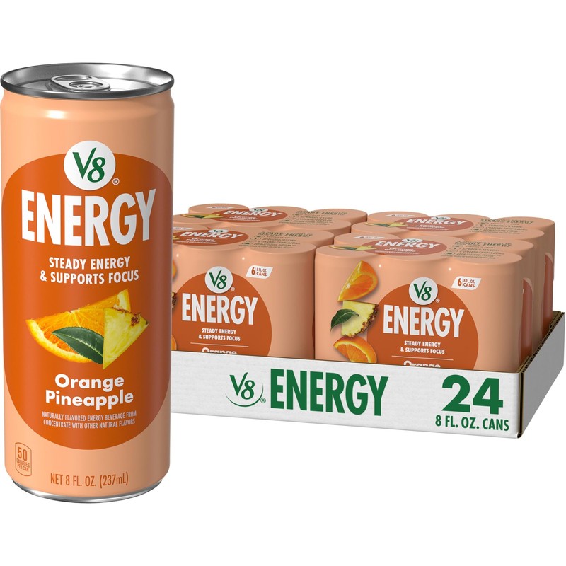 V8 Energy Orange Pineapple Energy Drink, 8 fl oz Can 24 Pack