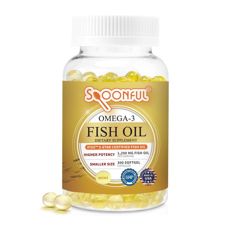 Spoonful Mini Omega 3 Fish Oil, iFOS Certified, 1290 mg Per Serving, 300 Soft…