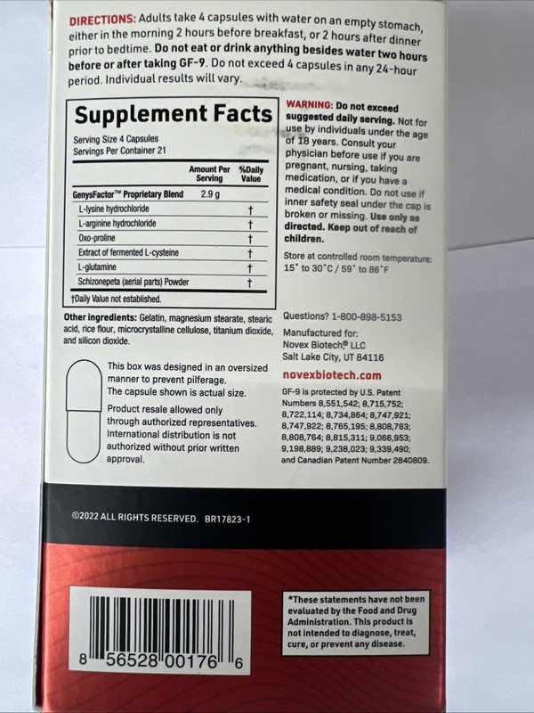 Novex Biotech GF-9 Growth Supplement - 84 Capsules. Exp. 8/26+ gallery