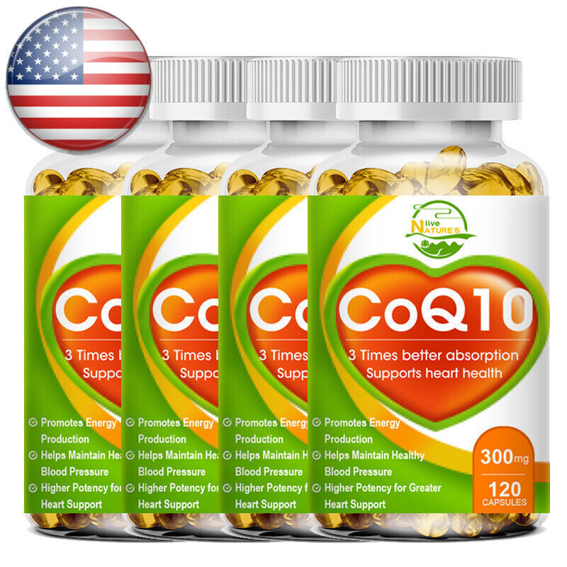 CoQ10 Mega Ubiquinol Supplement 300mg 120 Softgels Heart Health,Energy & Stamina