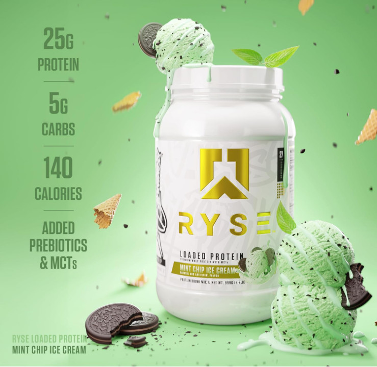 RYSE Loaded Protein Powder, Mint Chip Ice Cream, 27 Servings, 25g Protein gallery