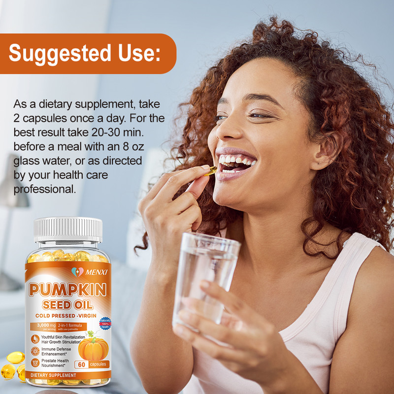 Pumpkin Seed Oil 3000mg Capsule | Prostate Health | Immune Function 120 Softgels gallery