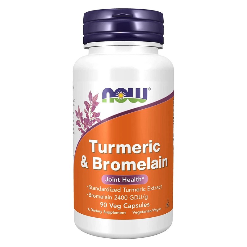 NOW FOODS Turmeric & Bromelain Joint Health 90 Vegetable Capsules EXP 02/2028