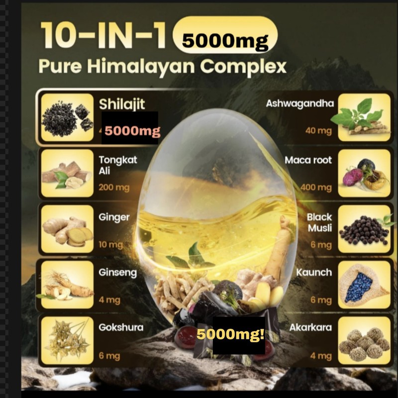 5000mg Himalayan Shilajit Gummies Ashwagandha Fulvic Acid 60ct + (2) Preform Man gallery