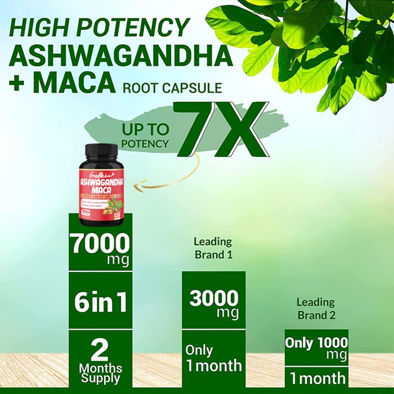 Ashwagandha & Maca 7000mg - Men's Health,Testosterone Booster,Energy & Endurance gallery