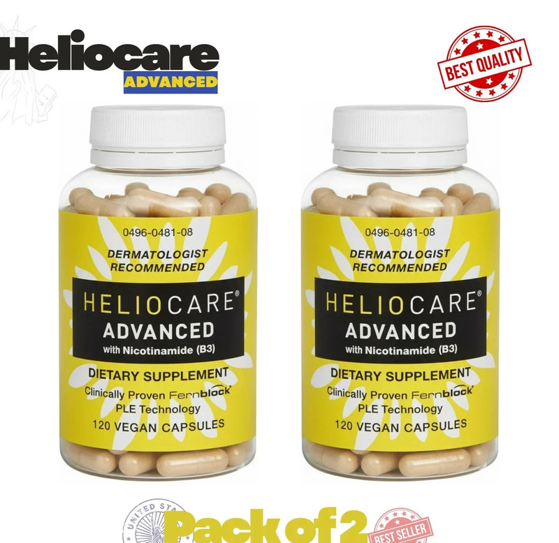 2 Packs Heliocare Advanced Nicotinamide B3 Skin Health 120 Capsules Exp: 07/2027